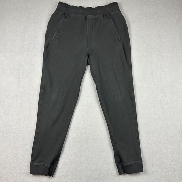 Lululemon Cross Cut Jogger Mens‎ Large Knit Black Sweatpants Faded Drawstrings